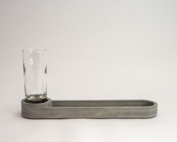 Schaal ovaal mini-vaas grijs